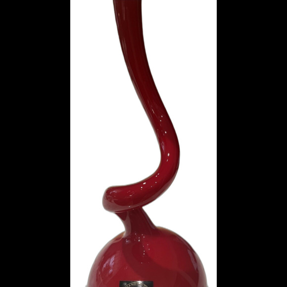 Vintage Makora Krosno Polish Mid-Century Cased Ruby   8" Glass Vase – Spiral - Picture 2 of 7